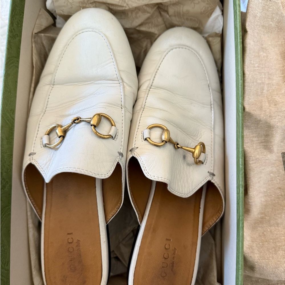Gucci Women’s Princetown White Leather Slipper Mules - Picture 6 of 7